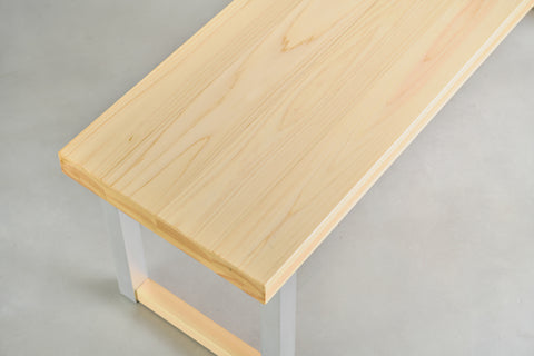 [iso] bench aluminum-legs(square) × hinoki wood