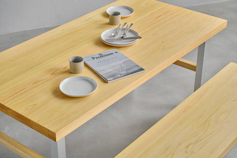 [iso] table aluminum-legs(H) × hinoki wood
