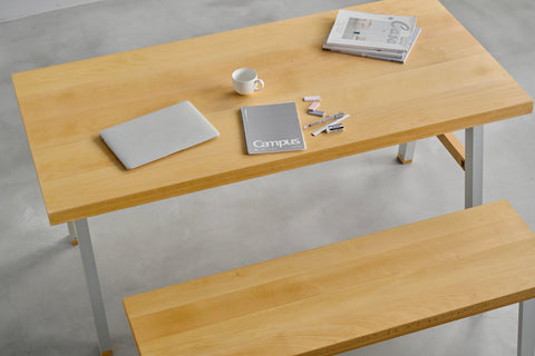 [iso] table aluminum-legs(square) × beech wood